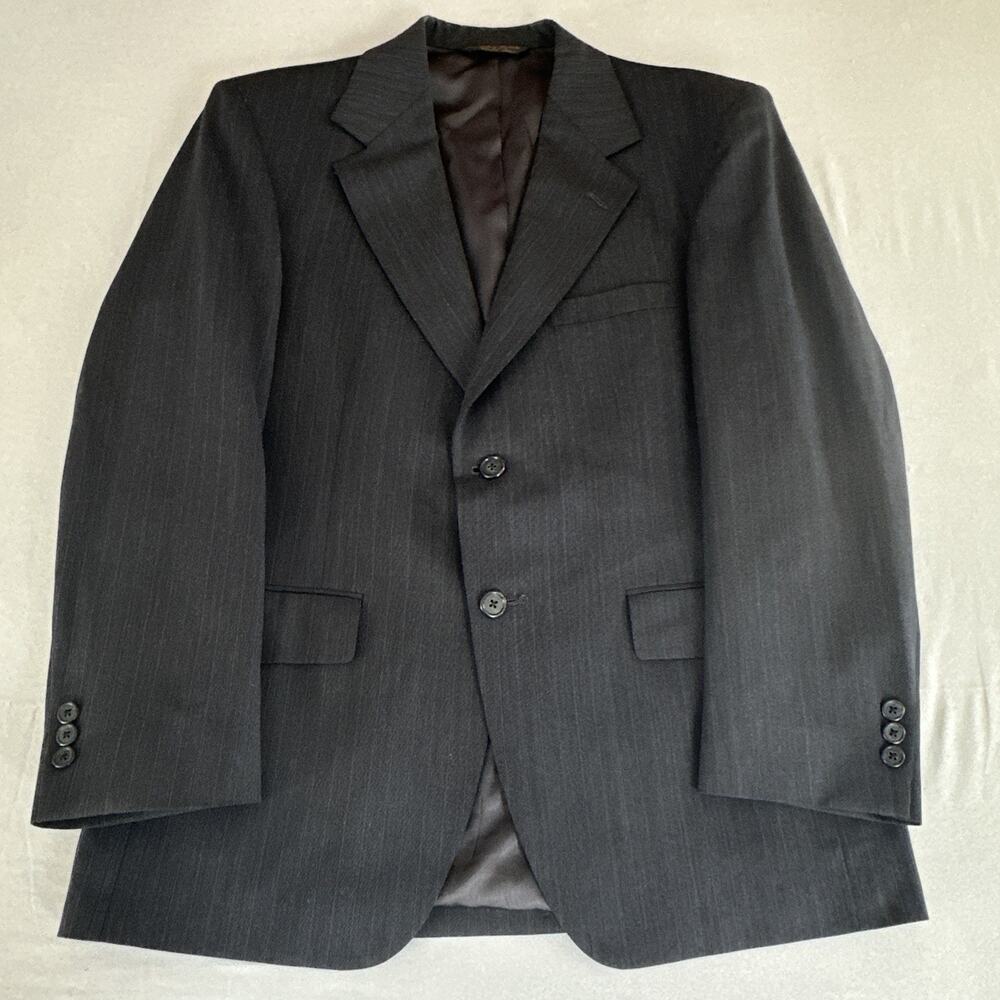Men's 38S Botany Five Hundred 500 Stretch Charcoal Gray Pin Suit Jacket Blazer